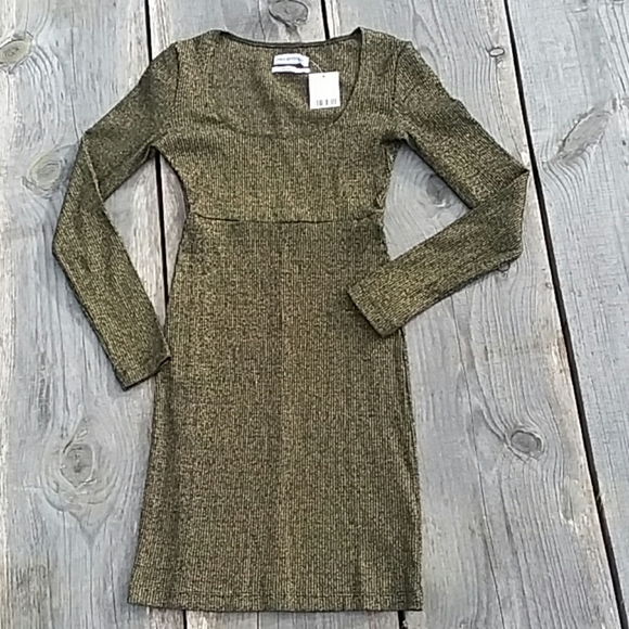 NWT  Gold Black Long Sleeve Dress US Size Small - Picture 1 of 8